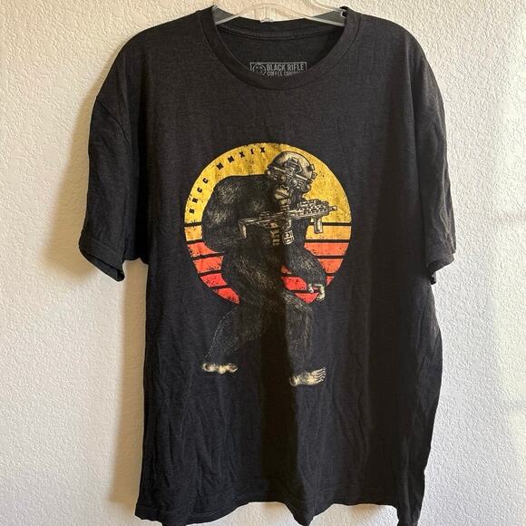 Black Rifle Coffee Company Graphic Tee BRCC MMXIX Bigfoot Sasquatch Gun Sz XXL - Picture 1 of 6